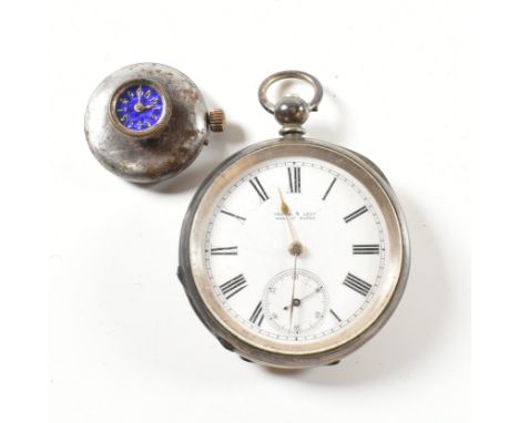 A 935 silver Kendal and Dent Swiss silver pocket watch made at Buren have subsidiary dial. Together with a metal button hole 