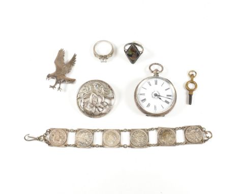 A collection of 925 silver jewellery. The jewellery to include a hallmarked silver brooch pin in the form of an eagle, hallma