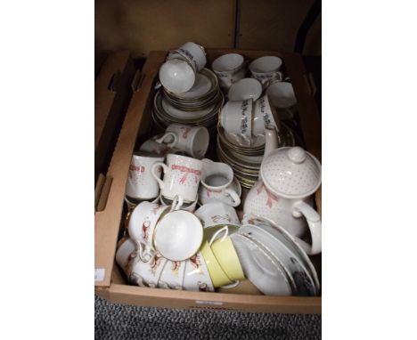 A selection of part tea and coffee services including a Churchill part coffee service having pretty pink ribbon and dot desig