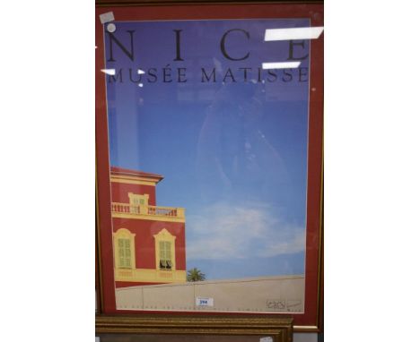 A stylised advertising poster titled NICE Musee  Matisse framed and glazed 66cm x 46cm.