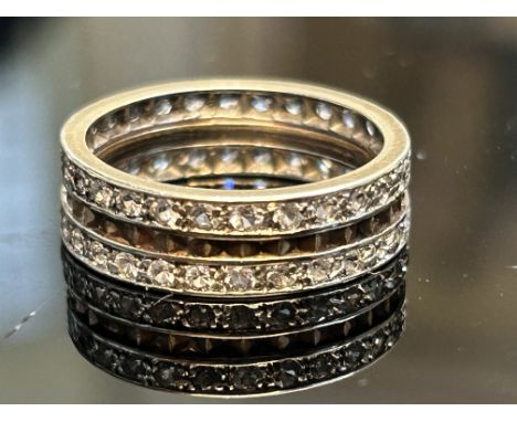 9ct White gold full eternity ring set with white stones 3.7g Size L.5 
