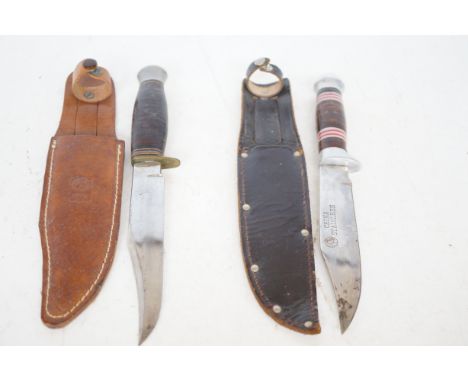 China stainless hunting knife with scabbard & 1 other 