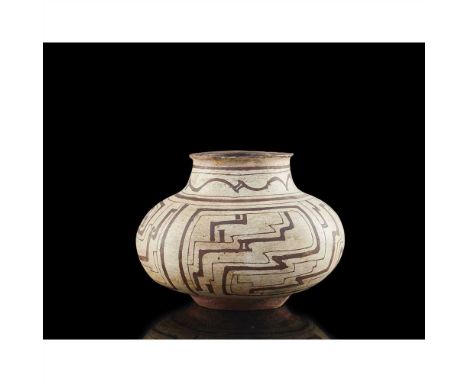 SHIPIBO POT MID NINETEENTH CENTURY, PERU painted ceramic, sitting on a ring base, with a squat body, short neck and flared ri