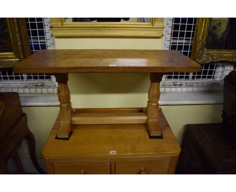 A Robert 'Mouseman' Thompson oak refectory coffee table,&nbsp;91.5cm wide. 