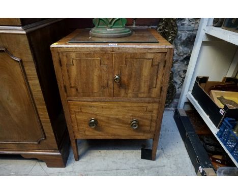 A George III mahogany and line inlaid commode, 50cm wide.&nbsp; 