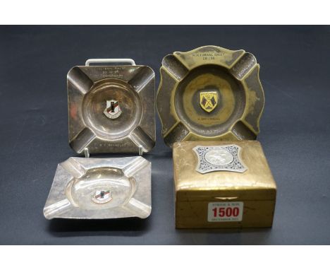 Automobilia: Two 'Cemian Motor Club' electroplated ashtrays; together with another 'British Racing &amp; Sports Car Club' exa