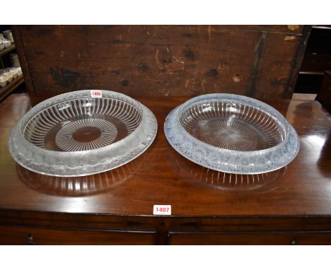 A large Lalique 'Marguerites' pattern clear and frosted glass circular bowl, 36cm diameter; together with another&nbsp;R Lali