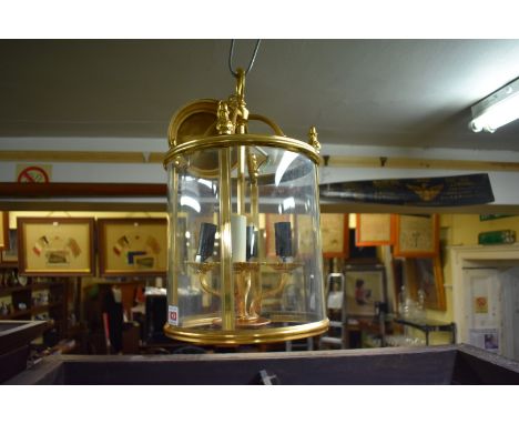A modern brass four light ceiling lantern, total height 38.5cm.&nbsp; 