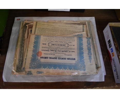 Share Certificates:&nbsp;a collection of share certificates and debentures.&nbsp; 