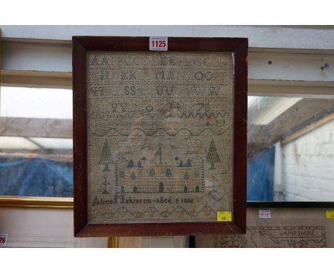 A George IV needlework sampler, by 'Alice Makinson, aged 9, 1816', 30 x 25.5cm; together with another map sampler, 36 x 30cm.