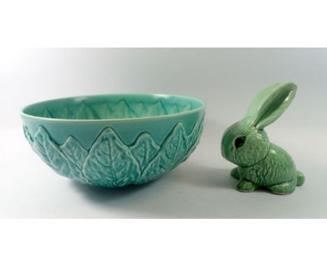 A Spode large Royal Jade bowl, 29.5cm diameter and a Sylvac rabbit 