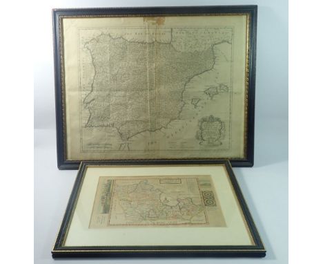 H Moll map of Berkshire, 20 x 32cm and a map of Spain and Portugal for Mr Tindall's engravings by R W Seale 