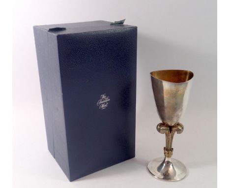 A Franklin Mint Stuart Devlin silver Royal Wedding goblet - boxed, 336g, London 1981 