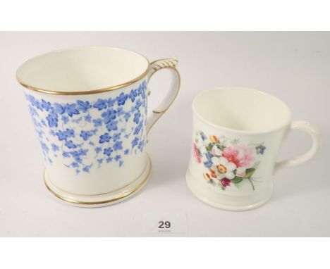 A Royal Worcester blue ivy large mug, 11.5cm tall and a Victorian floral painted mug 