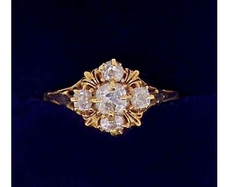 A Victorian 18 carat gold diamond cluster ring, 2.8g, size J to K 