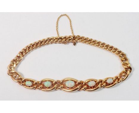 A 15 carat gold opal set bracelet, 16.3g, approx 20.5cm long 