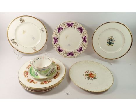 Eight Royal Worcester plates including four 'Viceroy' and a Worcester VIP cricket breakfast cup and saucer, boxed 