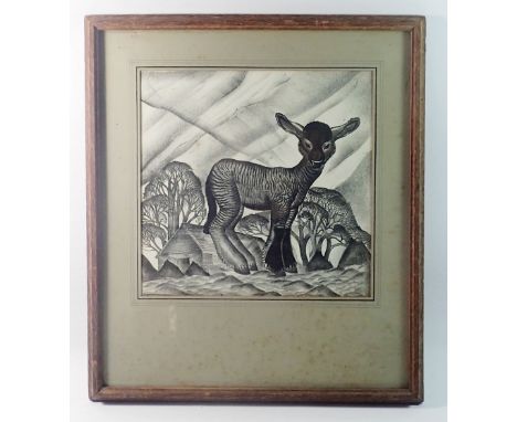 William F Colley - lithograph of a lamb 'Spring' 30 x 30cm 