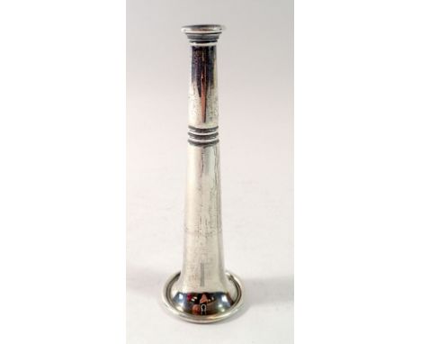 An Edwardian silver table lighter in the form of a hunting horn, 12cm tall, Birmingham 1906 by Andrew Barrett &amp; Sons 