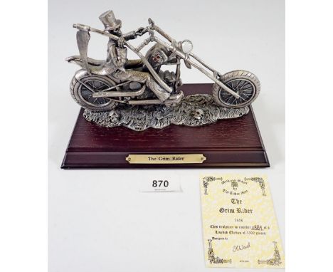 A Myth &amp; Magic limited edition 'The Grim Rider' sculpture No 889/1000, plinth 21 x 13cm 