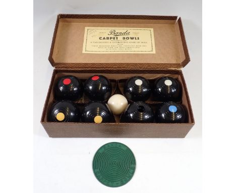 A set of vintage Banda carpet bowls, boxed 