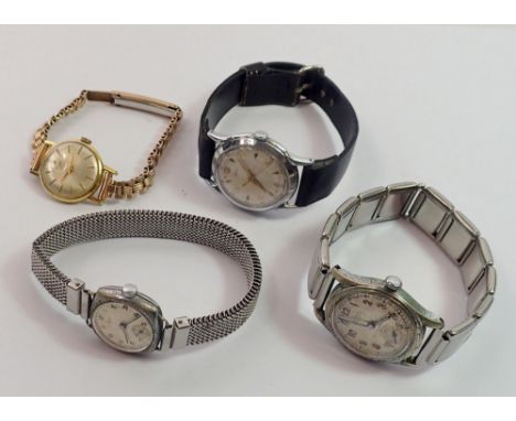 A group of four vintage mechanical watches including Avia, Oris etc. 