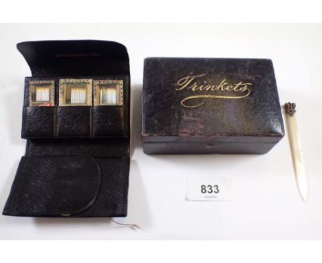 A leather needle case by Alexander Clark and a leather 'Trinket' box 