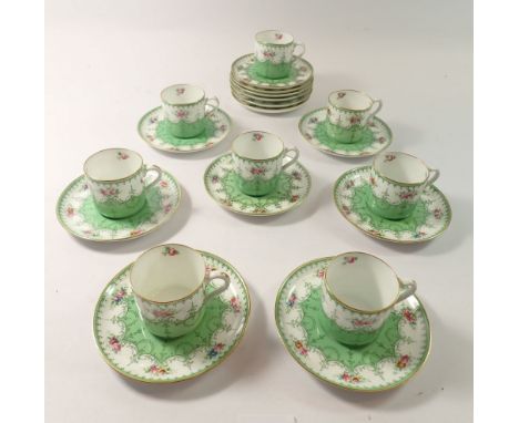 Eight Copeland Spode 'Olga' small coffee cups and saucers 