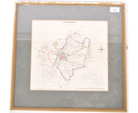 An early to mid 20th Century English lithograph hand coloured Ordnance Survey map for Canterbury and its borders. The map wit