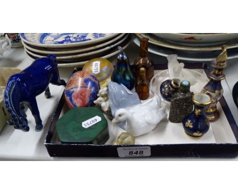 Miniature scent bottles, Lladro ducks, etc.