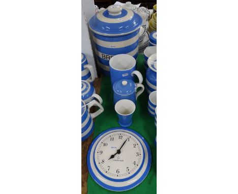 T G Green Cornish blue bread crock, clock, etc.
