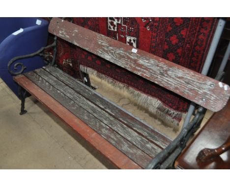Slatted garden bench with cast iron ends, length 160cm