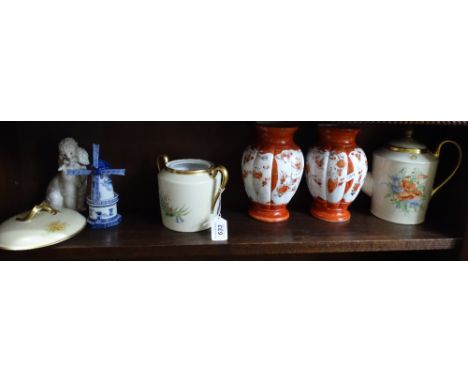 A pair of Japanese vases, signed, windmill, NAO poodle, etc.