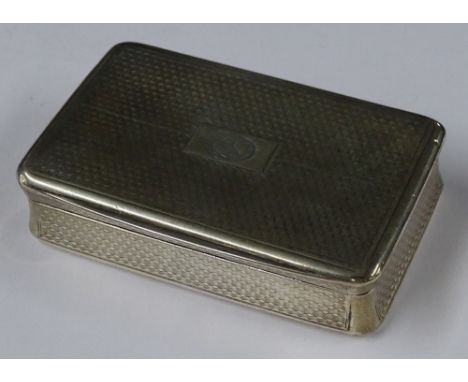 Victorian engine turned rectangular silver snuff box, London 1864