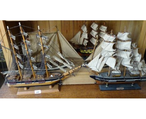 Scale model Cutty Sark and other boats