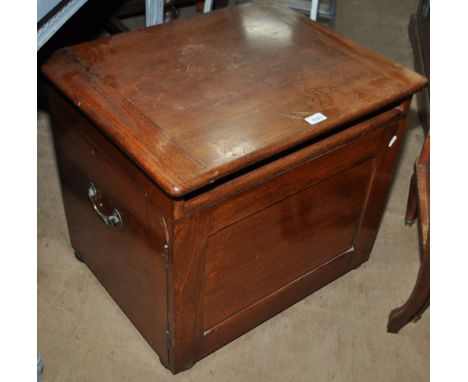 A 19th century mahogany campaign commode, with brass fittings, width 59cm.