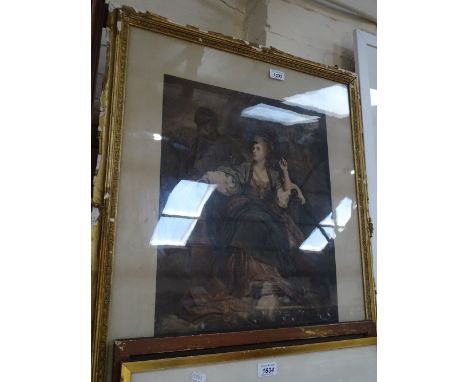 After Joshua Reynolds, colour aquatint, portrait of Mrs Siddons, image 22" x 16", framed.