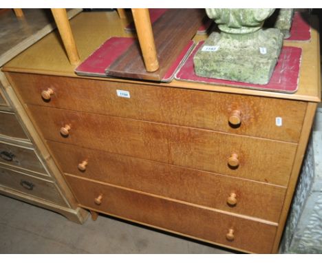 A mid century light oak 4-drawer chest, by Vesper, width 92cm.