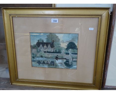 F A N Howson, watercolour, River and Building Scene, dated 1908, framed