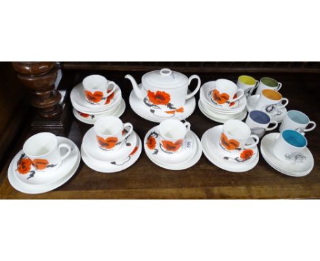 Wedgwood/Susie Cooper "Cornpoppy" teaset, and coffeeware.