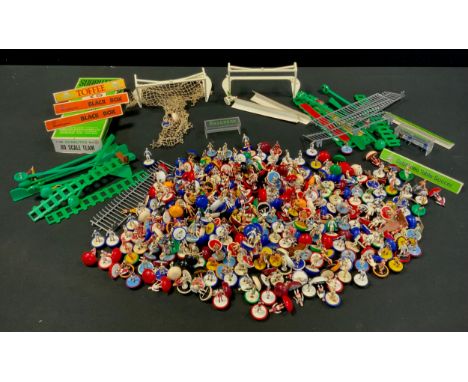 A Quantity of Subbuteo Tabletop Football Players;etc, assorted teams and odds, inc Manchester United, Everton, Liverpool, Sun