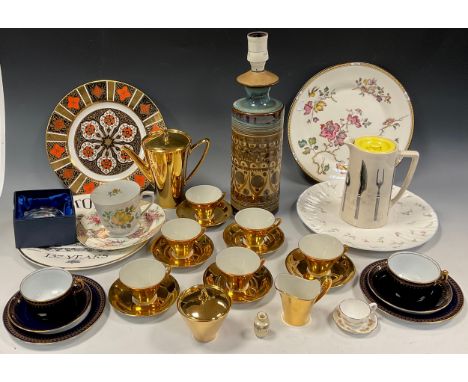 Ceramics - Denby pottery Minaret pattern table lamp; Pountney &amp; Co Ltd Bristol Long line Kitchenware hot water jug, Wedgw