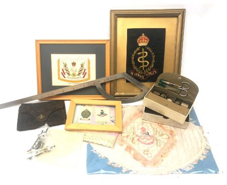 WW2 Royal Artillery plated Plotting Protractor No.2A Mk.1, dated 1940, L52cm, three pairs of compasses with broad arrow mark,