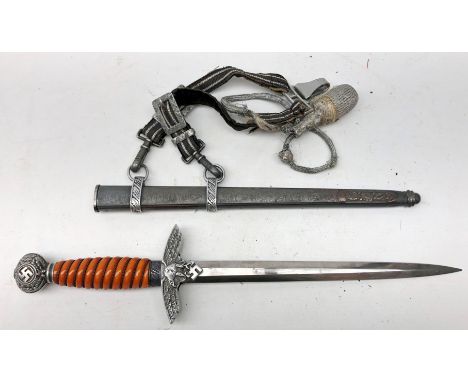 German WWII  Luftwaffe officer's dagger, 25cm flattened diamond shape blade with maker's mark 'Original Eickhorn Solingen', w