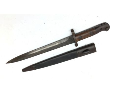 WW1 British Lee Metford or Enfield rifle bayonet 30.5cm twin edge blade stamped crowned ER, 1903, 11 '06 crown over S46, broa