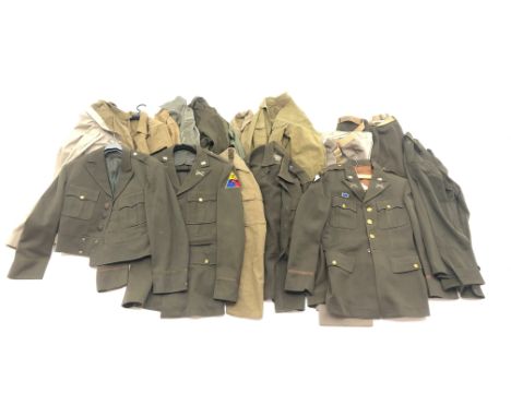 WW2 and later US Army Officers and other uniform incl. jackets, trousers and shirts some with insignia, etc approx 20 items C