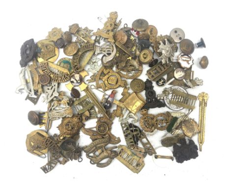 Collection of Military badges: - Cap incl 20th Hussars, Royal Tank Regit, Labour Corps, Signals etc, Shoulder Titles incl. Te