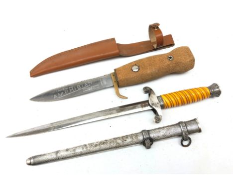 WW2 German Army Officer's dagger, 25.5 cm blade with Original Eickorn Solingen trade mark, swastika removed from scrolled gua