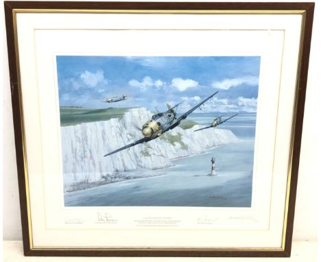 'Eagles Over The Channel', ltd.ed. print 63/850 signed Michael Turner, Adolf Galland, Gerhard Schopfel and Fritz Losigkeit,  