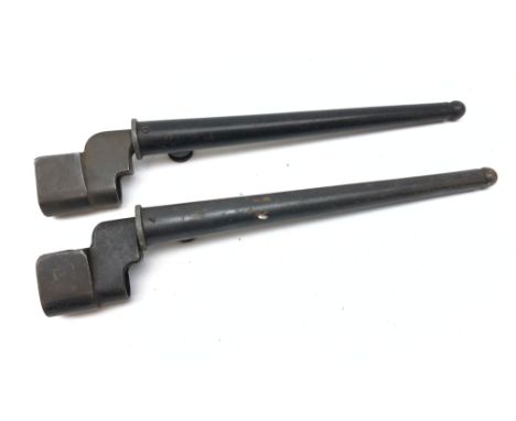 Two WW2 British No.4 spike bayonets, one stamped N67 GB23422A 85.Z with broad arrow, the other 68 broad arrow, both L26cm (2)